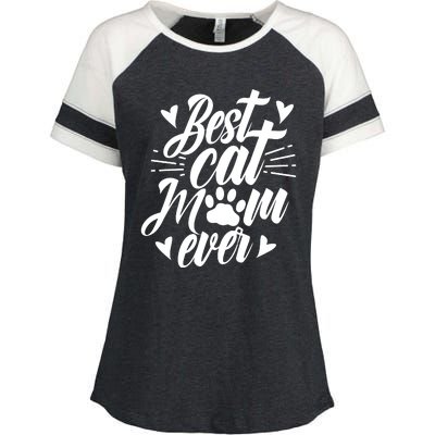 Best Cat Mom Ever Mommy Mother Mama Sayings Enza Ladies Jersey Colorblock Tee