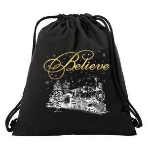 Believe Christmas North Pole All Abroad Family Drawstring Bag