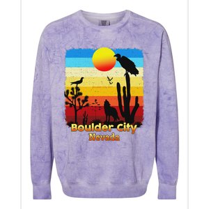 Boulder City Nevada Nv Coyote Sunset Retro Desert Colorblast Crewneck Sweatshirt