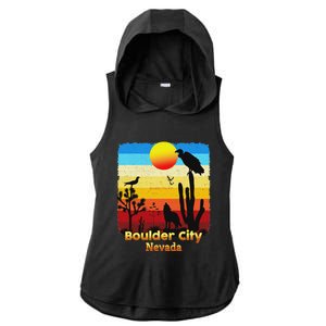 Boulder City Nevada Nv Coyote Sunset Retro Desert Ladies PosiCharge Tri-Blend Wicking Draft Hoodie Tank