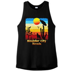 Boulder City Nevada Nv Coyote Sunset Retro Desert Ladies PosiCharge Tri-Blend Wicking Tank