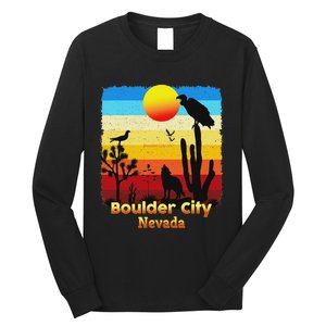 Boulder City Nevada Nv Coyote Sunset Retro Desert Long Sleeve Shirt