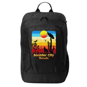 Boulder City Nevada Nv Coyote Sunset Retro Desert City Backpack