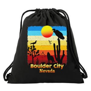 Boulder City Nevada Nv Coyote Sunset Retro Desert Drawstring Bag