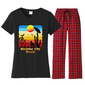 Boulder City Nevada Nv Coyote Sunset Retro Desert Women's Flannel Pajama Set