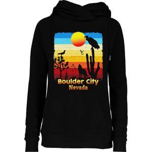 Boulder City Nevada Nv Coyote Sunset Retro Desert Womens Funnel Neck Pullover Hood