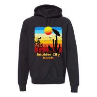 Boulder City Nevada Nv Coyote Sunset Retro Desert Premium Hoodie