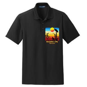 Boulder City Nevada Nv Coyote Sunset Retro Desert Dry Zone Grid Polo