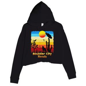 Boulder City Nevada Nv Coyote Sunset Retro Desert Crop Fleece Hoodie