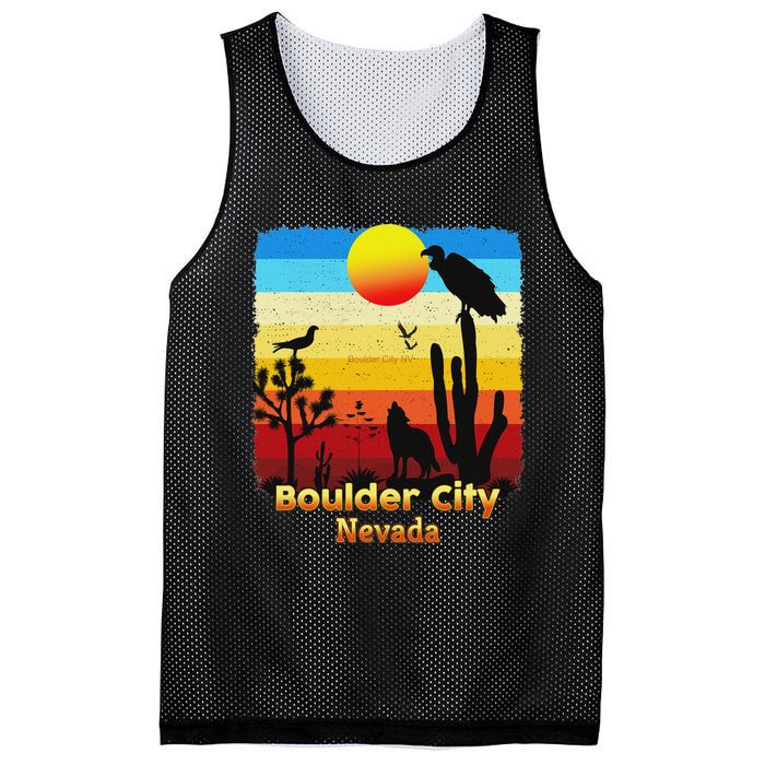 Boulder City Nevada Nv Coyote Sunset Retro Desert Mesh Reversible Basketball Jersey Tank