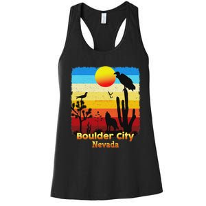 Boulder City Nevada Nv Coyote Sunset Retro Desert Women's Racerback Tank