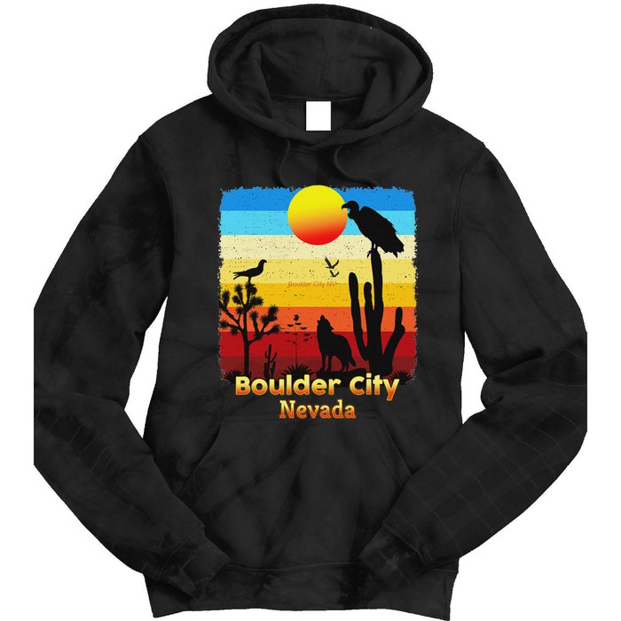 Boulder City Nevada Nv Coyote Sunset Retro Desert Tie Dye Hoodie