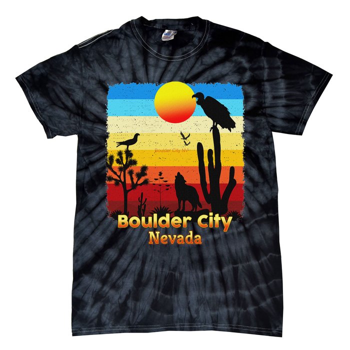 Boulder City Nevada Nv Coyote Sunset Retro Desert Tie-Dye T-Shirt