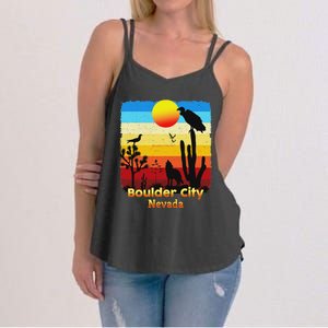 Boulder City Nevada Nv Coyote Sunset Retro Desert Women's Strappy Tank