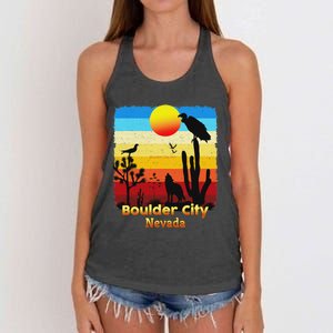 Boulder City Nevada Nv Coyote Sunset Retro Desert Women's Knotted Racerback Tank