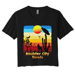 Boulder City Nevada Nv Coyote Sunset Retro Desert Women's Crop Top Tee