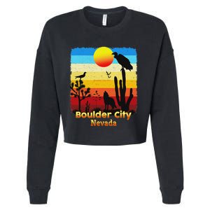 Boulder City Nevada Nv Coyote Sunset Retro Desert Cropped Pullover Crew