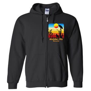 Boulder City Nevada Nv Coyote Sunset Retro Desert Full Zip Hoodie