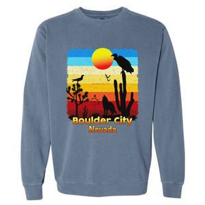 Boulder City Nevada Nv Coyote Sunset Retro Desert Garment-Dyed Sweatshirt