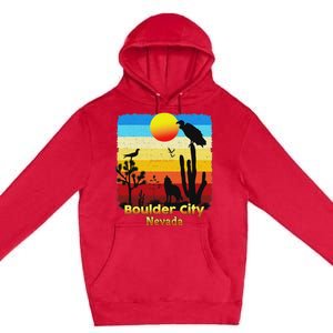 Boulder City Nevada Nv Coyote Sunset Retro Desert Premium Pullover Hoodie