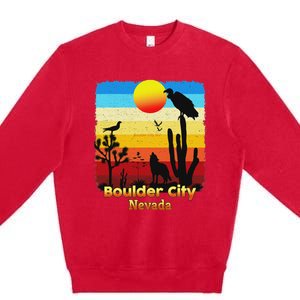 Boulder City Nevada Nv Coyote Sunset Retro Desert Premium Crewneck Sweatshirt