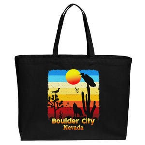 Boulder City Nevada Nv Coyote Sunset Retro Desert Cotton Canvas Jumbo Tote