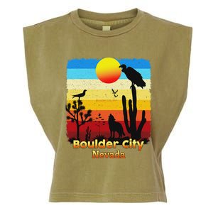 Boulder City Nevada Nv Coyote Sunset Retro Desert Garment-Dyed Women's Muscle Tee