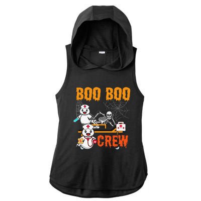 Boo Crew Nurse Halloween Ghost Skeleton Nurses Rn Ladies PosiCharge Tri-Blend Wicking Draft Hoodie Tank