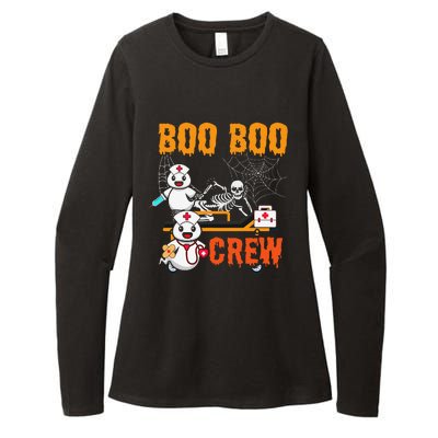 Boo Crew Nurse Halloween Ghost Skeleton Nurses Rn Womens CVC Long Sleeve Shirt