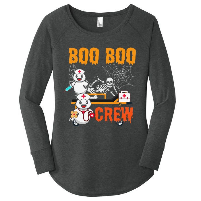 Boo Crew Nurse Halloween Ghost Skeleton Nurses Rn Women's Perfect Tri Tunic Long Sleeve Shirt