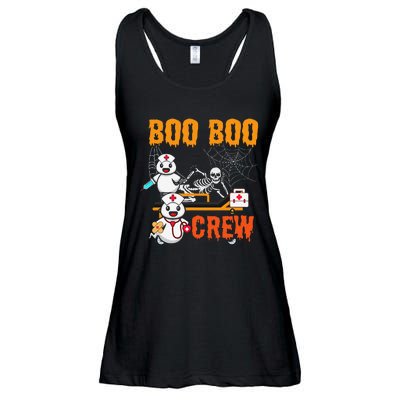 Boo Crew Nurse Halloween Ghost Skeleton Nurses Rn Ladies Essential Flowy Tank