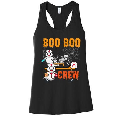 Boo Crew Nurse Halloween Ghost Skeleton Nurses Rn Women's Racerback Tank