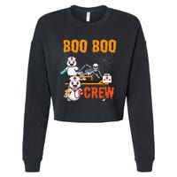 Boo Crew Nurse Halloween Ghost Skeleton Nurses Rn Cropped Pullover Crew