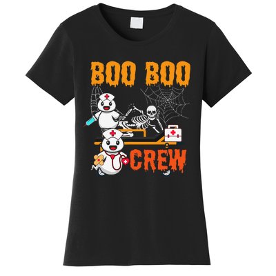 Boo Crew Nurse Halloween Ghost Skeleton Nurses Rn Women's T-Shirt