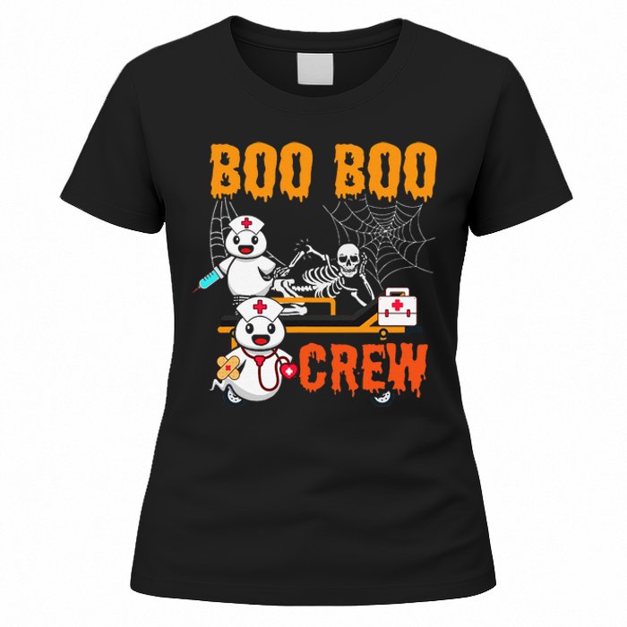 Boo Crew Nurse Halloween Ghost Skeleton Nurses Rn Women's T-Shirt