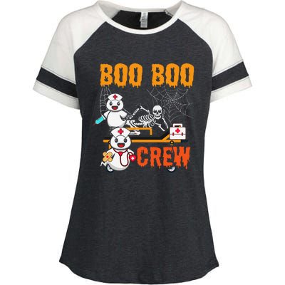 Boo Crew Nurse Halloween Ghost Skeleton Nurses Rn Enza Ladies Jersey Colorblock Tee