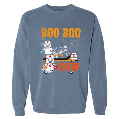 Boo Crew Nurse Halloween Ghost Skeleton Nurses Rn Garment-Dyed Sweatshirt