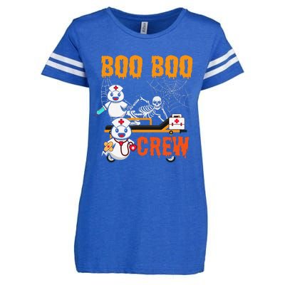 Boo Crew Nurse Halloween Ghost Skeleton Nurses Rn Enza Ladies Jersey Football T-Shirt