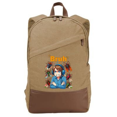 Bruh Cicadas Noise Funny Headset Cicada 2024 Cicada Killer Cotton Canvas Backpack