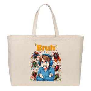 Bruh Cicadas Noise Funny Headset Cicada 2024 Cicada Killer Cotton Canvas Jumbo Tote