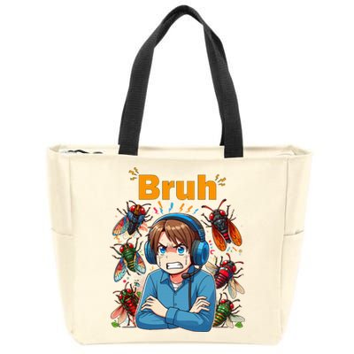 Bruh Cicadas Noise Funny Headset Cicada 2024 Cicada Killer Zip Tote Bag