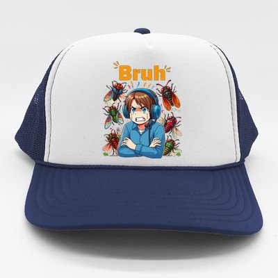 Bruh Cicadas Noise Funny Headset Cicada 2024 Cicada Killer Trucker Hat