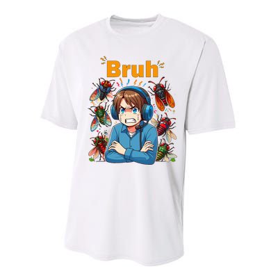 Bruh Cicadas Noise Funny Headset Cicada 2024 Cicada Killer Performance Sprint T-Shirt