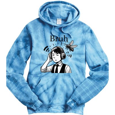 Bruh Cicadas Noise Funny Headset Cicada 2024 Cicada Killer Tie Dye Hoodie
