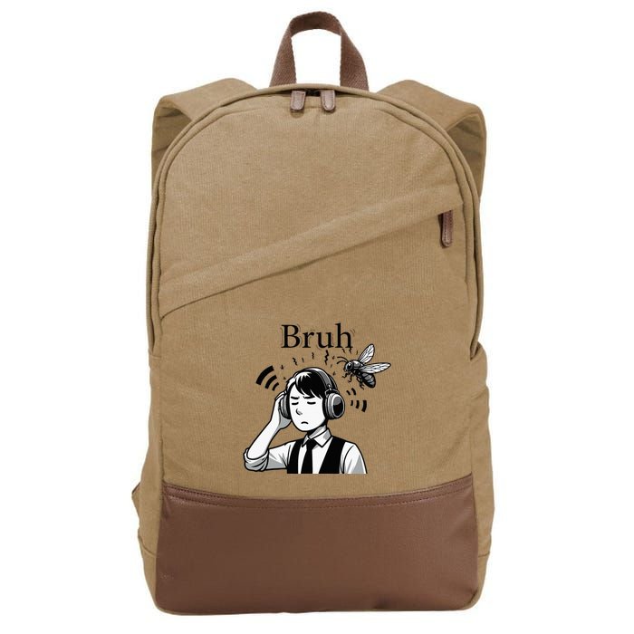 Bruh Cicadas Noise Funny Headset Cicada 2024 Cicada Killer Cotton Canvas Backpack
