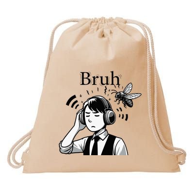 Bruh Cicadas Noise Funny Headset Cicada 2024 Cicada Killer Drawstring Bag