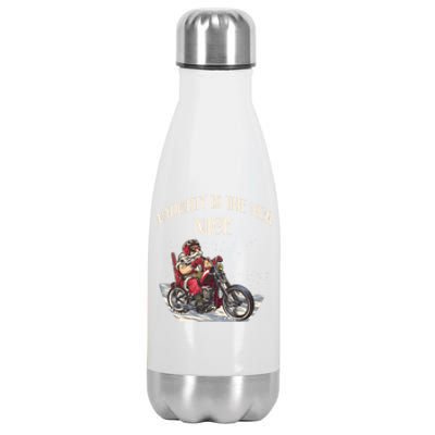 Biker Christmas Naughty Is The New Nice Funny Motorcycle Cool Gift Stainless Steel Insulated Water Bottle