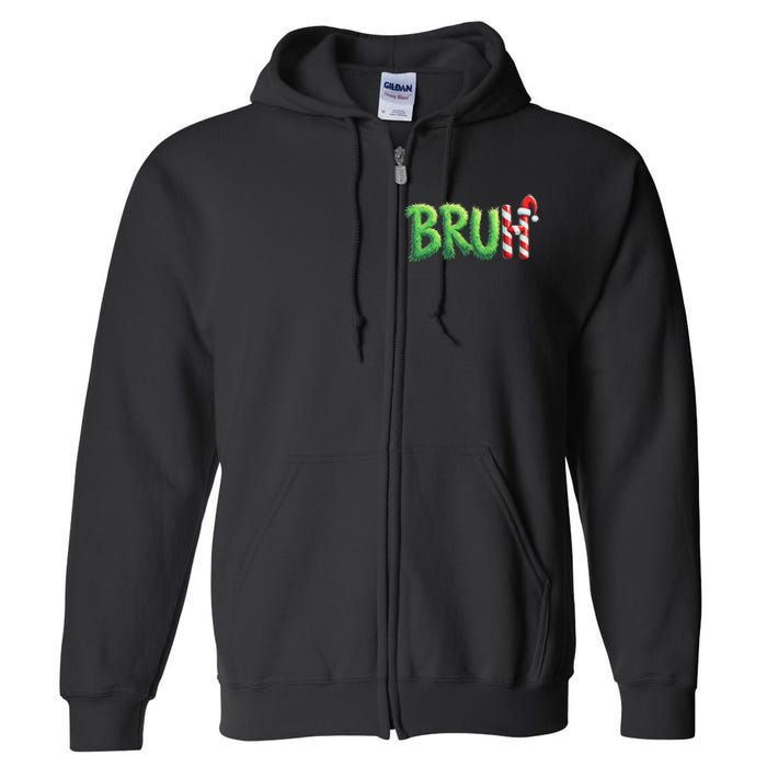 Bruh Christmas Ns Funny Christmas Humor Meme Full Zip Hoodie