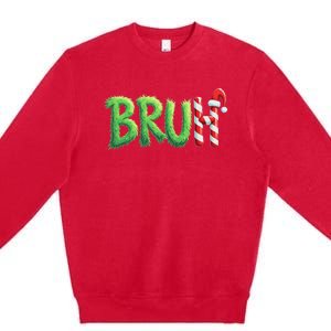 Bruh Christmas Ns Funny Christmas Humor Meme Premium Crewneck Sweatshirt