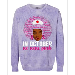 Breast Cancer Nursing African Black Nurse Pink Ribbon Colorblast Crewneck Sweatshirt